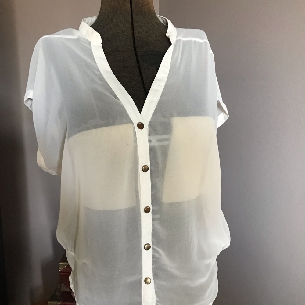 sheer off-white blouse